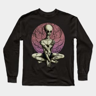 Alien Yoga Namaste Earthlings Long Sleeve T-Shirt